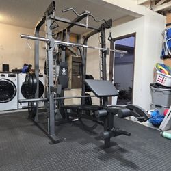 | Smith Machine 2001 | Squat Rack | 230lbs Bumper Weight Plates | Multi-Use Adj Bench | Barbell | Gym Equipment | Fitness | Excercise | FREE DELIVERY 