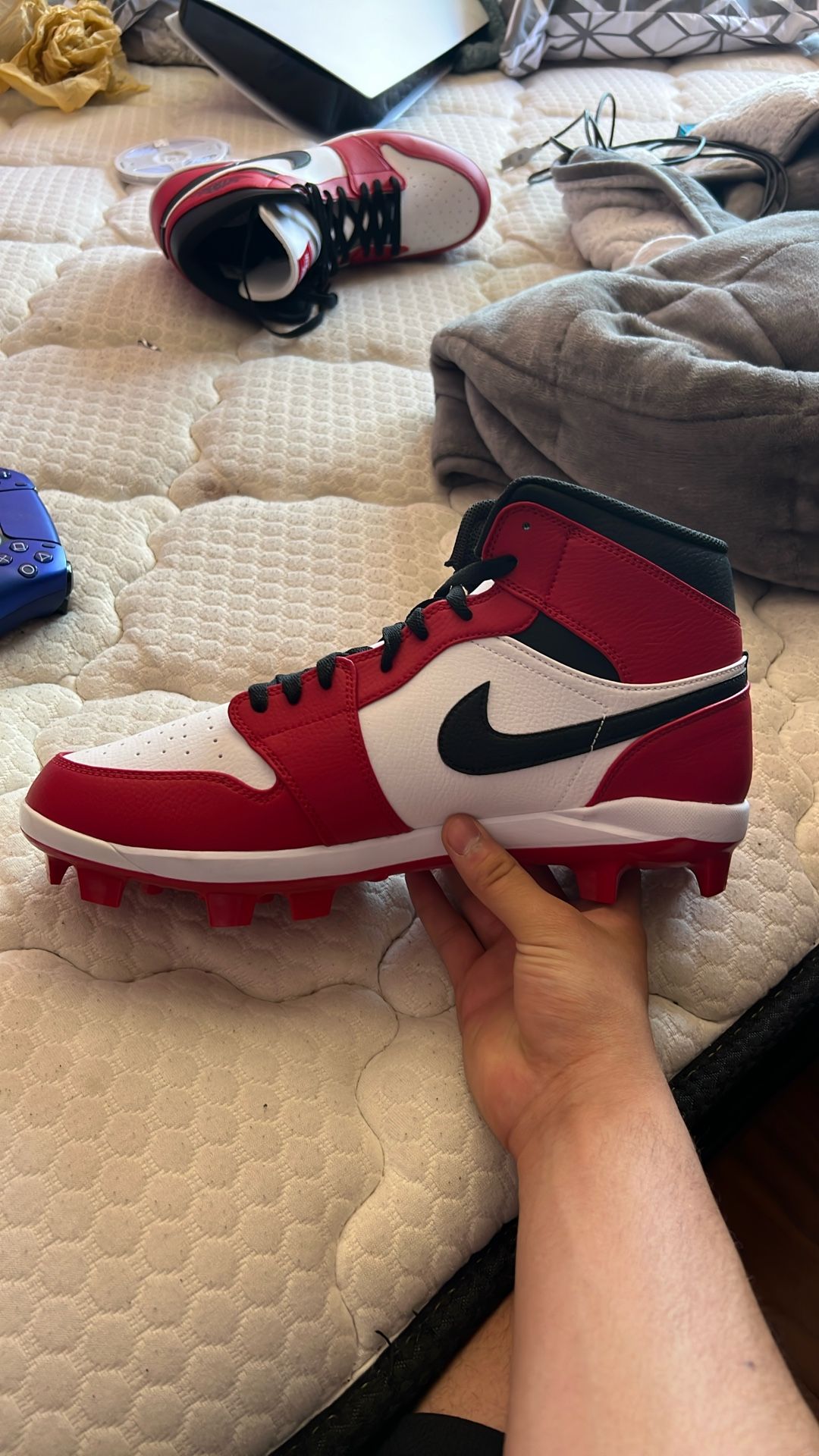 Jordan 1 Cleats Red