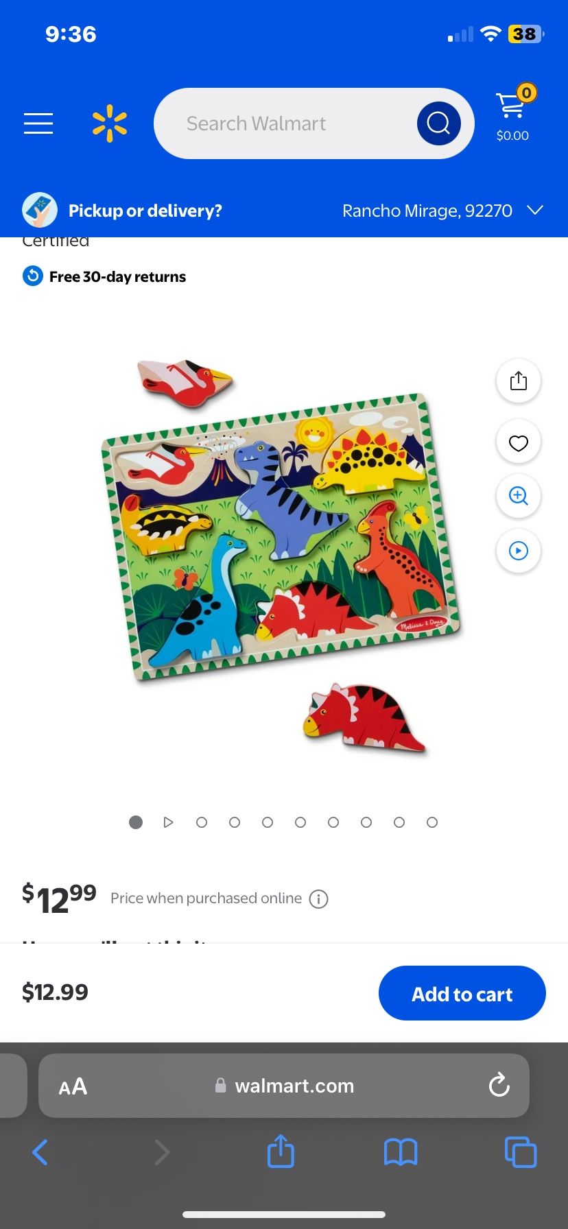 Melissa & Doug Chunky Puzzle (Dino) 🧩🦖