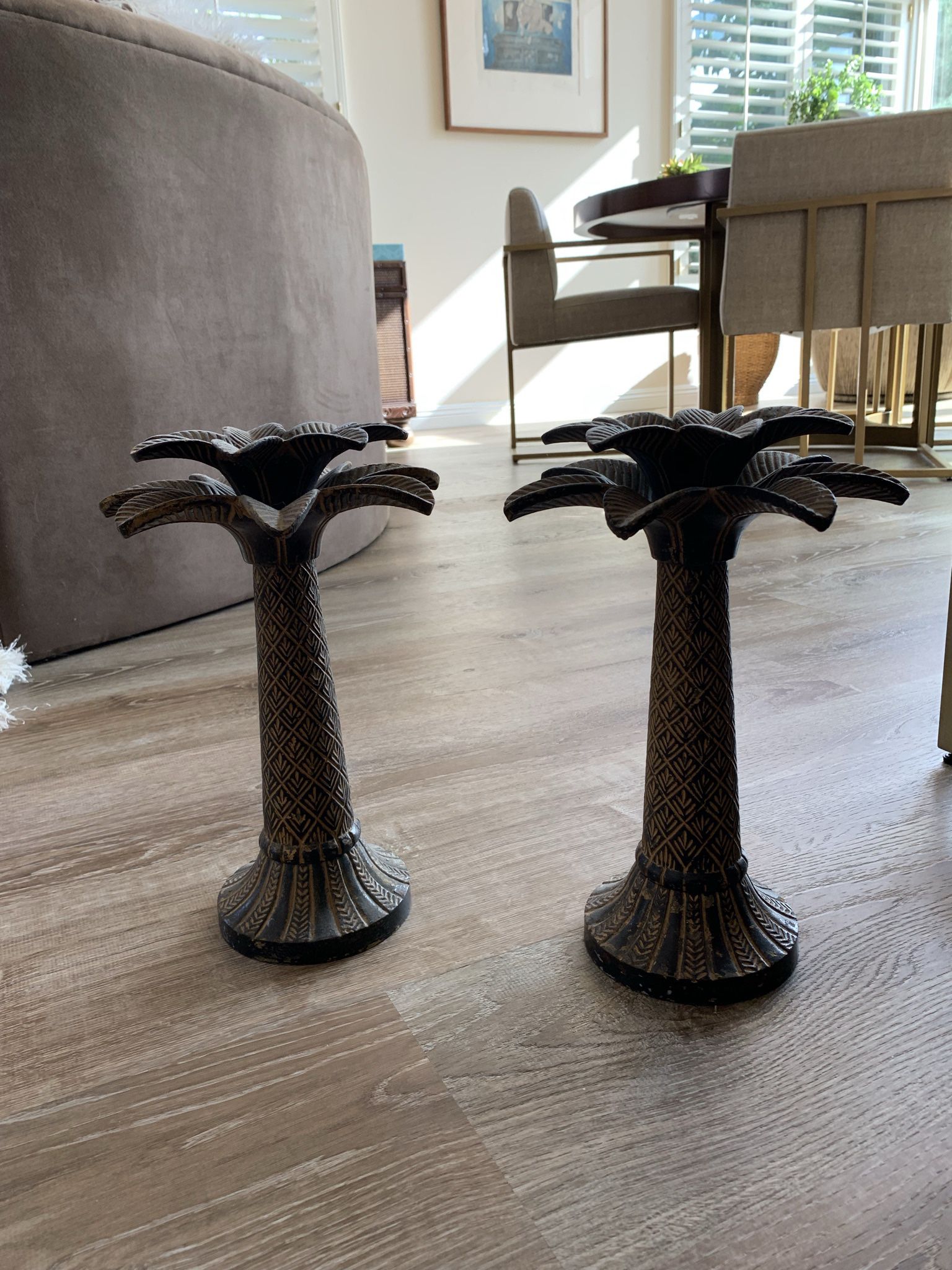 Palm Tree Metal Candle Holders 14inches