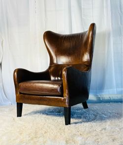 Crate & Barrel Garbo Wingback Leather Chair FREE DELIVERY