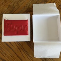 Supreme Leather Zip Card Holder Red