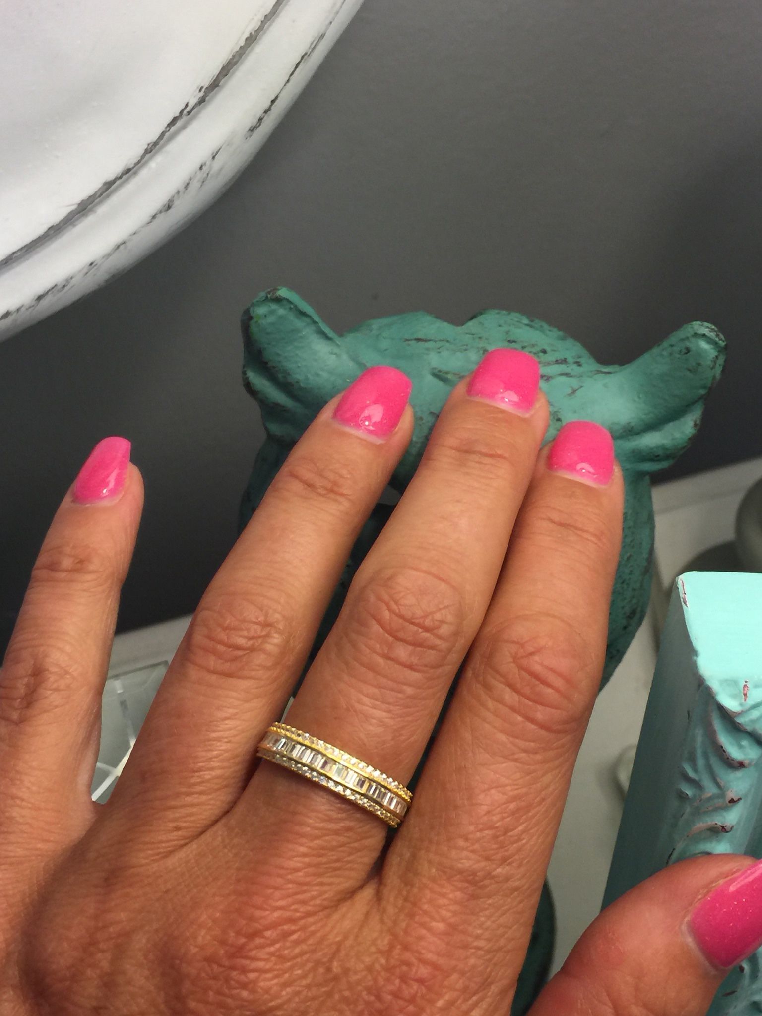 18k Gold Plated Over Sterling Silver White Diamond Simulant Eterno Band Ring Size 6,9