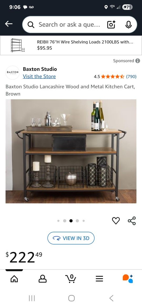 Braxton Studio Lancher Wood And Metal Cart