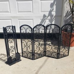 Fireplace Screen And Tool Set 