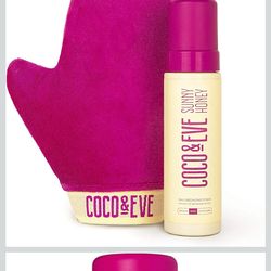 Coco & Eve Self Tanner Foam Kit - (Dark) Streak-Free Sunless Tanning Mousse, Tropically Scented Natural Looking Tan & Included Mitt Applicator, Vegan,