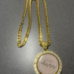 Gold Chain With “Team Ohana” Pendant, 30 Inch Long Chain