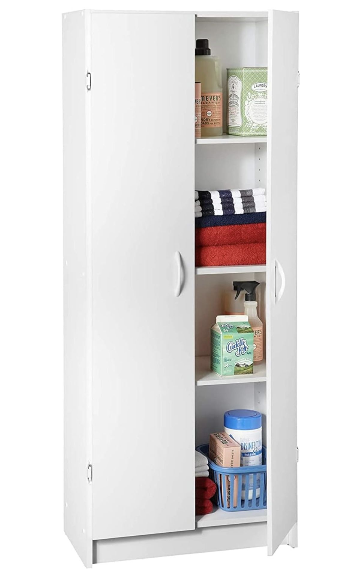 Pantry Cabinet Cupboard with 2 Doors, Adjustable Shelves, Standing, Storage for Kitchen, Laundry or Utility Room