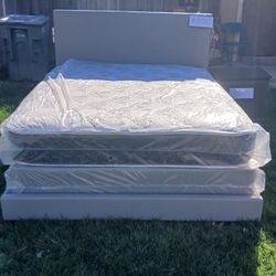 Bed frame with mattresses