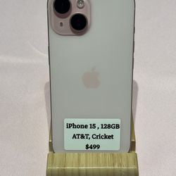iPhone 15 Pink 128GB AT&T, Cricket Wireless, Consumer Cellular 