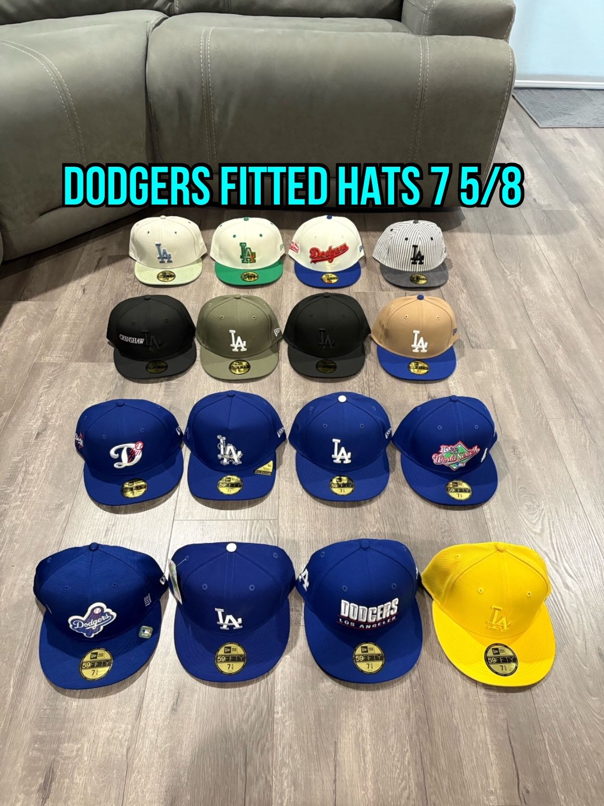 MLB New Era Los Angeles Dodgers 59fifty Fitted Hats Size 7 5/8
