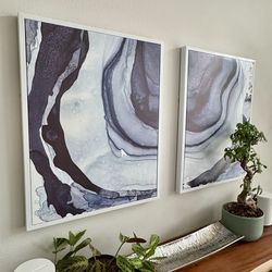 24X30 Blue Ethereal Set Of 2 framed abstract art prints