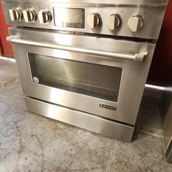 Jenn Air Kitchen Set 36” Gas Range- 48” Built In Stainless Steel Fridge
