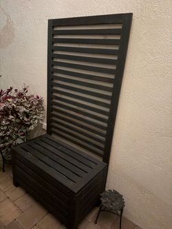 Acacia Wood Porch bench with storage and lattice wall