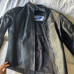 Women’s Motorcycle Leather Jacket & Helmet 