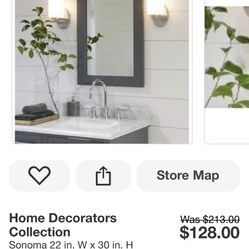 Home Decorators Collection Sonoma 22 in. W × 30 in. H Framed Rectangular Bathroom Vanity Mirror in Dark Charcoal