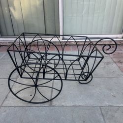 Metal Carriage Plant Stand 15”H X 20” W X 17” D