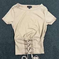 Tan and cream corset top #corsettop