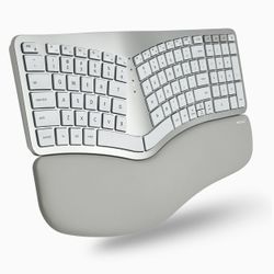 Macally Backlit Bluetooth Ergonomic Keyboard for Mac - Cushioned Wrist Rest - Compatible Wireless Apple Keyboard for MacBook Pro Air iMac 100-Key 
