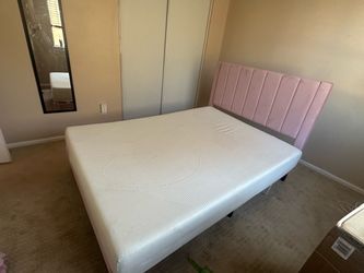 Pink full sized bed and mattress