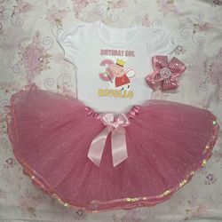 peppa outfit 3rd birthday tutu two-piece dress personalized with number and name and headband Peppa from 1 year to 8 years