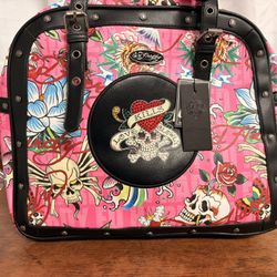NWT ED HARDY Love Kills Slowly Accents Satchel Bag Studded Rhinestones Shoulder
