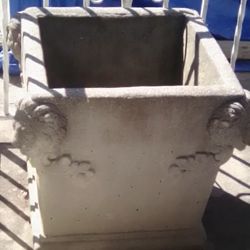 Cement Flower Pot With Lion Face.