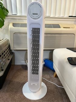 DREO Oscillating Tower Fan (Ultra-Quiet / LED Display / Multiple Modes) - White
