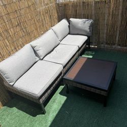 Hesse 3-person Patio Conversation Set With Cushions And Table 