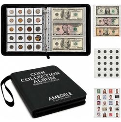 Coin Collection Book,430 Pockets Coin Collection Currency Album PU Leather,100% PVC-Free Coin Sorter,Large-Capacity Storage for Coin Holder,Multifunct