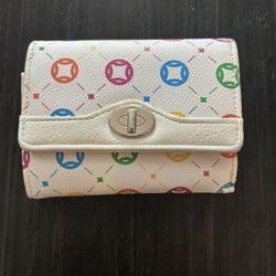 White and multi-coloured wallet 