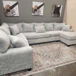 Brand New Artisan 3pc Ghost Grey Extra Length RAF Sectionals! 🔥 ***Payment Options Available*