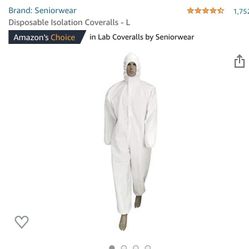 Brand New Disposable Isolation Coveralls Size L, 180 CM
