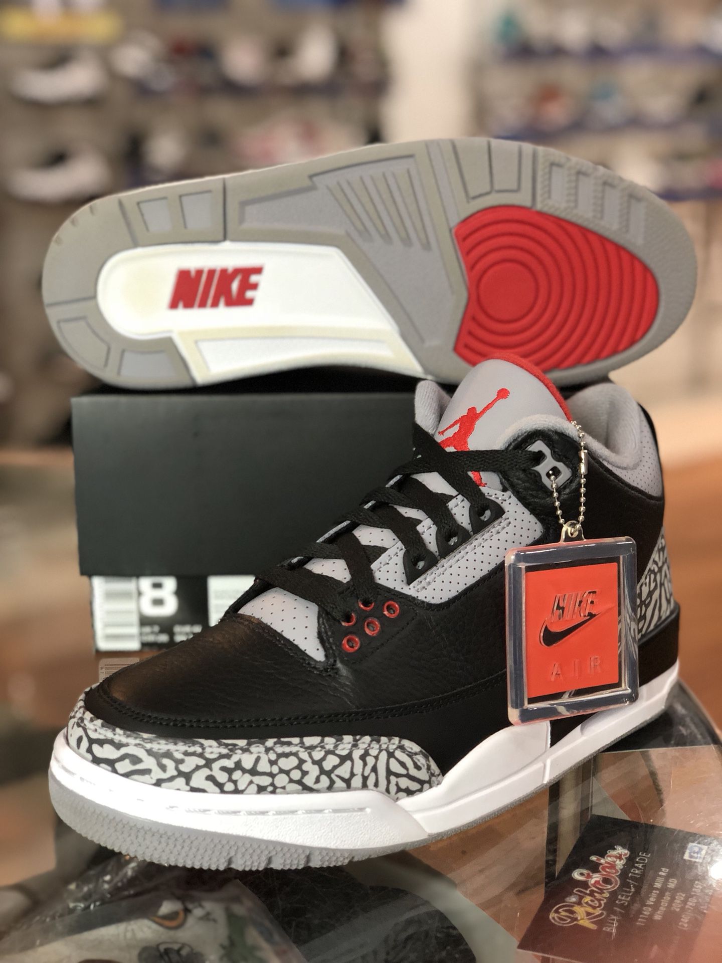 Nike air black cement 3s size 8