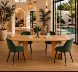 🔥 Dinning table and 4 dining velvet chairs, green chairs brand new in box, M18