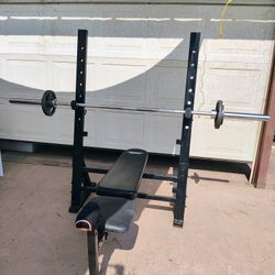 Bench Press Barbell And Weights 