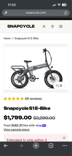Snapcycle S1 Folding Electric Bike Fat Tire