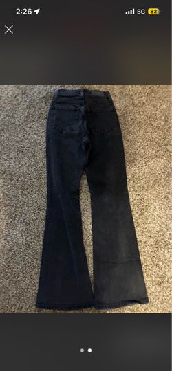 Two-Tone Black Flare Jeans