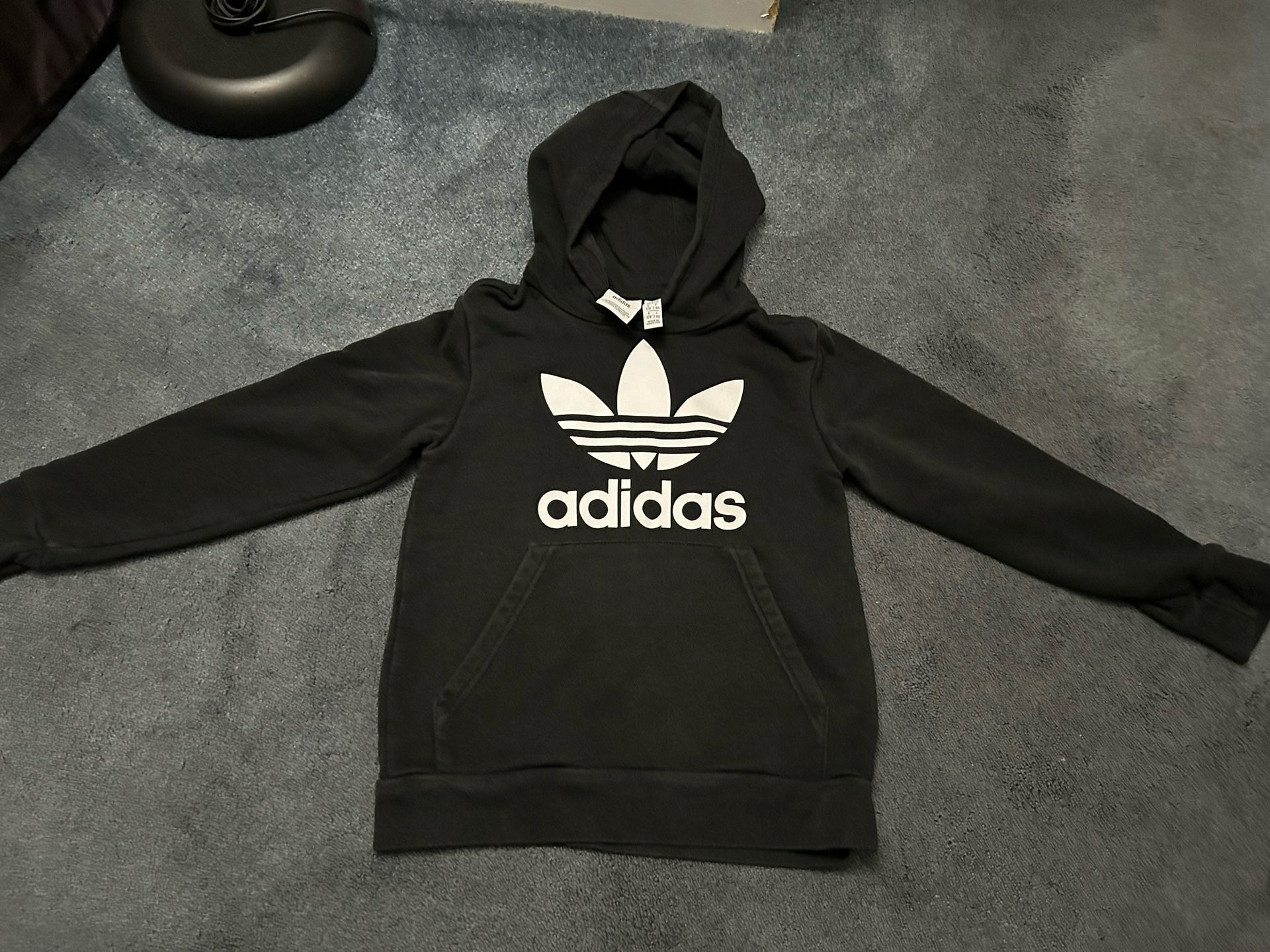 Adidas Kids Unisex Black Hoodie Size XS 