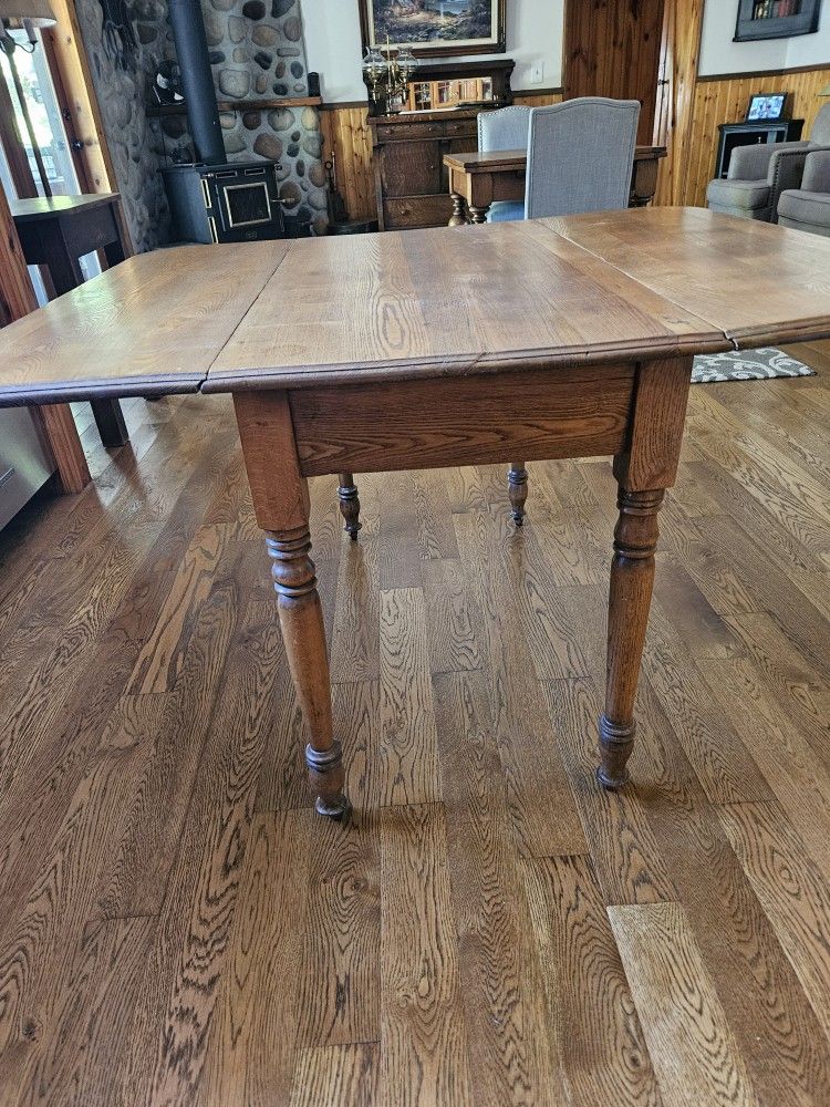 Antique Dropleaf Solid Oak Table 
