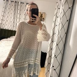 vintage lace cream boho top