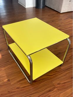 IKEA BAGGBODA Yellow & Chrome 2-Tier Side / Coffee Table