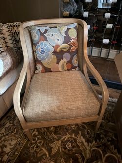 Wood Frame Accent Chair with Woven Upholstery Tommy Bahama