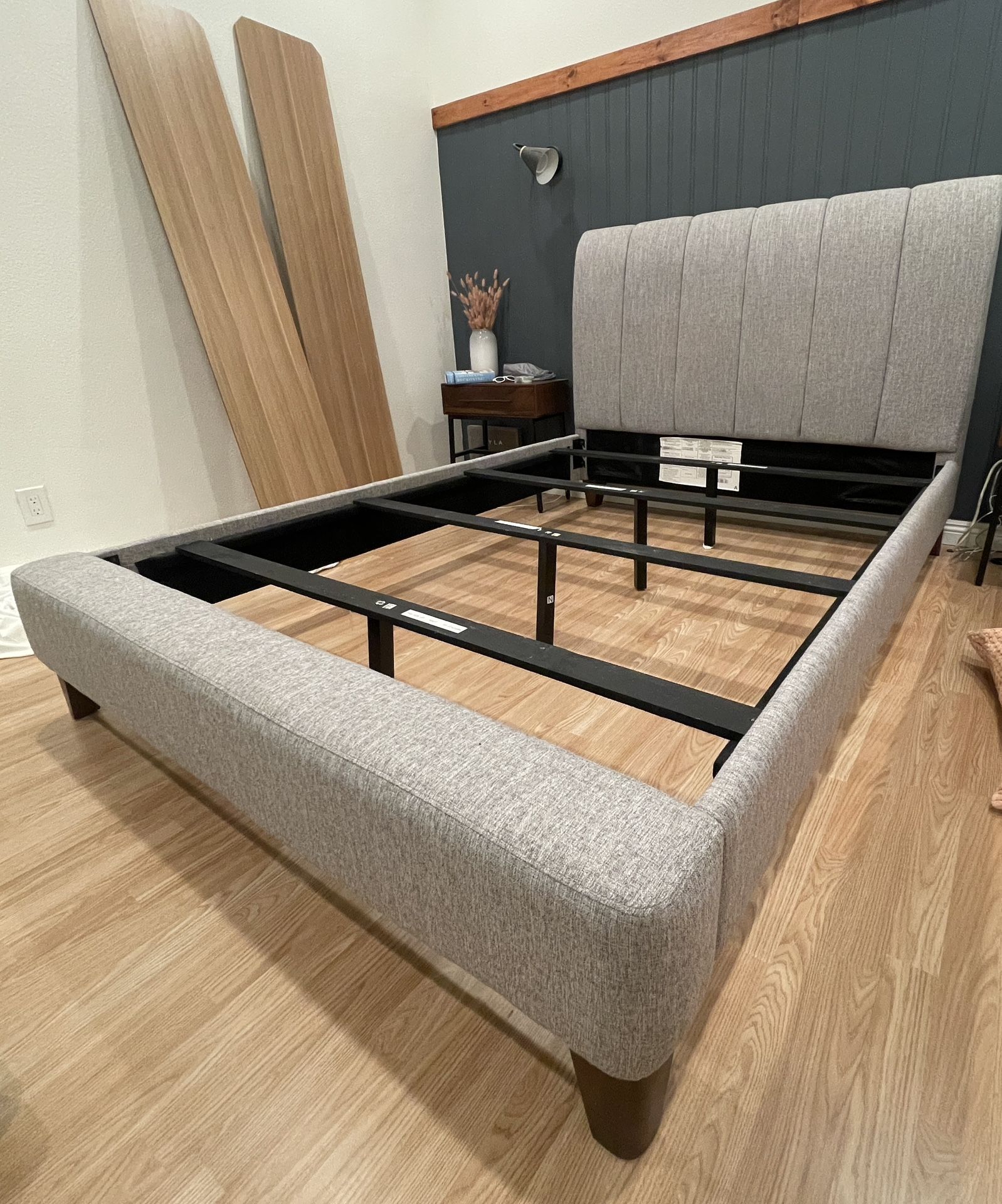 Queen Upholstered Bed Frame - Gray