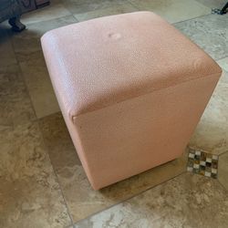 15 X 15 And 18 Inch High Stool , Chair On Rolls . Light Orange