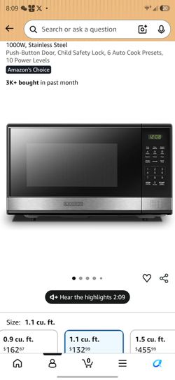 1.1 cu ft Microwave