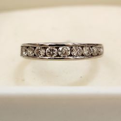 14k Wht Gold Woman's Channel Set Wedding Band Ring