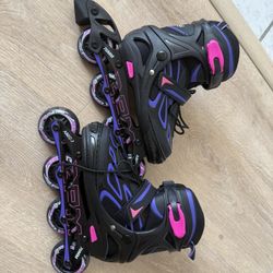 Sports Vinal Boys and Girls Adjustable Flashing Inline Skates, All Wheels Light Up, Fun Illuminating Skates for Kids and Men- Azure Medium (1Y-4Y US) 