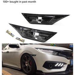 Front LED Side Marker Lights for Honda Civic 10th Gen 2016-2021 Coupe Hatchback With 2Pcs T10 Light Bulbs OEM#HO(contact info removed)N