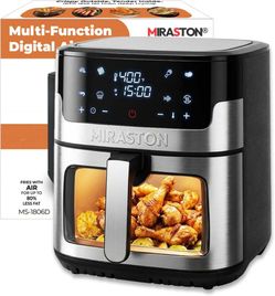 MIRASTON 8.5QT Digital Air Fryer, XL Stainless Steel Oven with Clear Window